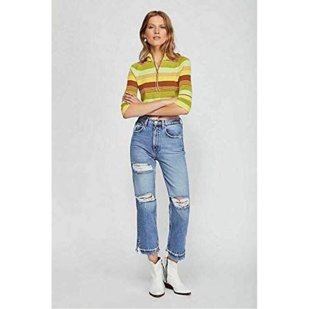 We The Free x Free People Lita Distressed Straight Leg Jeans Size 28